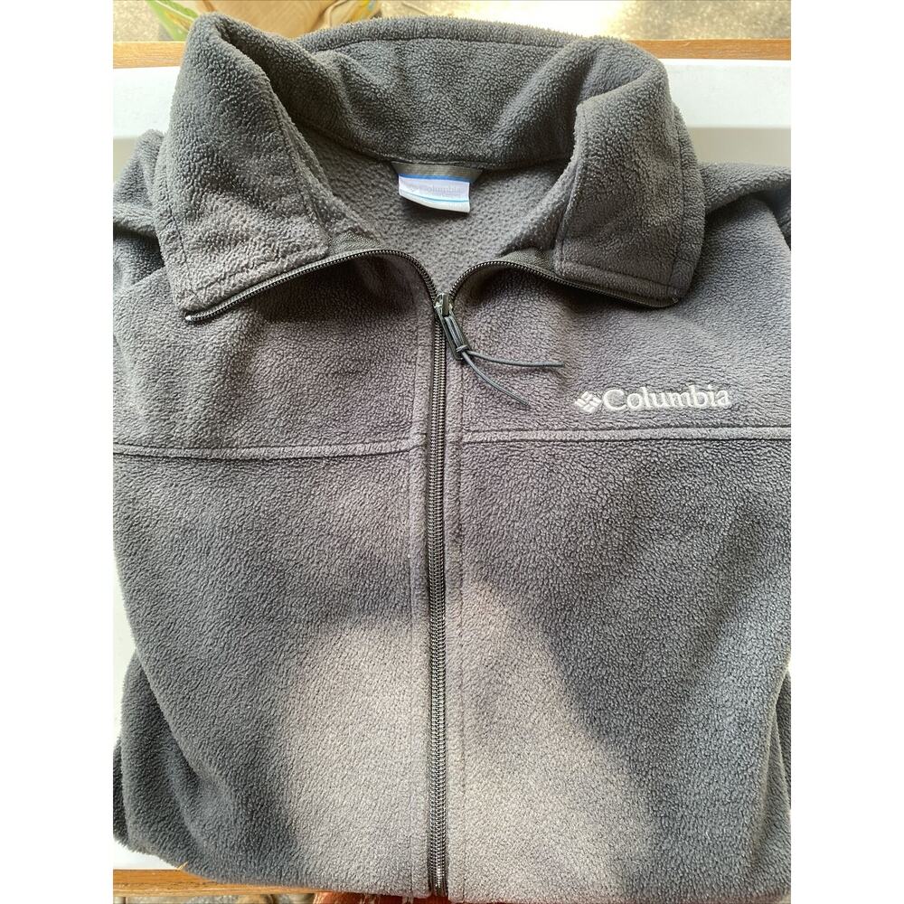 Columbia Men's Size 2XL Fleece Jacket Gray Polyester Zip Pockets